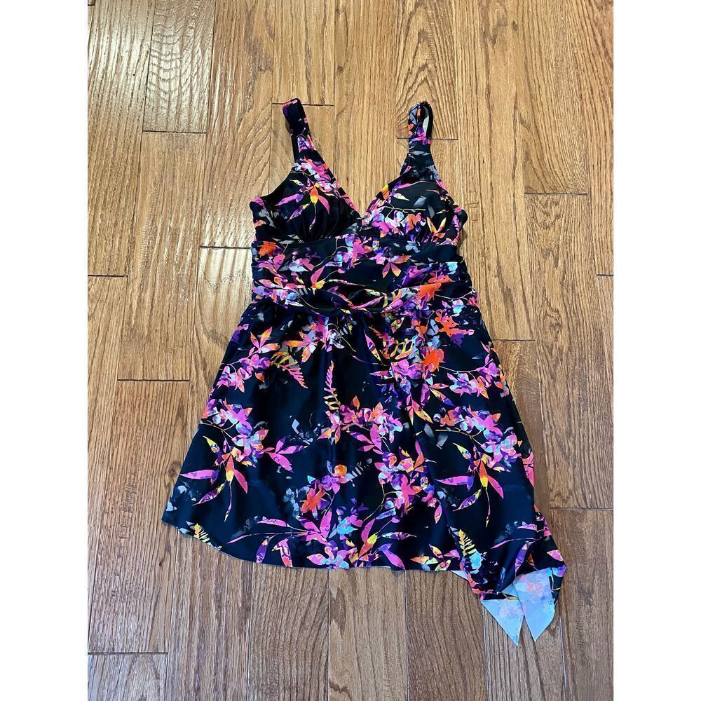 One piece swim dress floral fit and flair